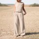 thumbnail image 1 of Conjunto de pantalones de 2 piezas para mujer conjunto informal de vacaciones con cremallera de color sólido para mujer Hugtrwg Para estrenar, 1 of 6