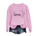thumbnail image 1 of Sudadera Penkiiy Valentine para mujer: lindas camisetas del día de San Valentín Love Heart Graphic Print Suéter de manga larga Tops L Pink, 1 of 4