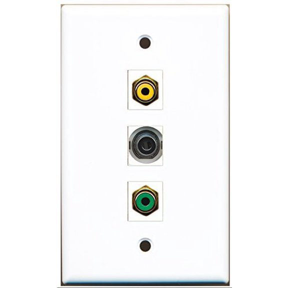 RiteAV - 1 Port RCA Yellow and 1 Port RCA Green and 1 Port 3.5mm Wall Plate