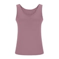thumbnail image 6 of SNKSDGM Female Women's Tank Tops 3X Ribbed Tank Tops for Women Cropped Built in Bra Shelf Bra Camisoles Adjustable Spaghetti Strap Tank Tops Basic Layer, 6 of 7
