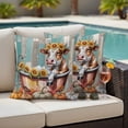 thumbnail image 4 of Funny Cow Fall Outdoor Waterproof Pillow Covers, Thanksgiving Pumpkin Bathtub Teal Gray Wooden Decorative Square Throw Pillowcase Sofa Cushion Sham for Patio/Couch/Chair, 18"x18" 2 Pack, 4 of 8