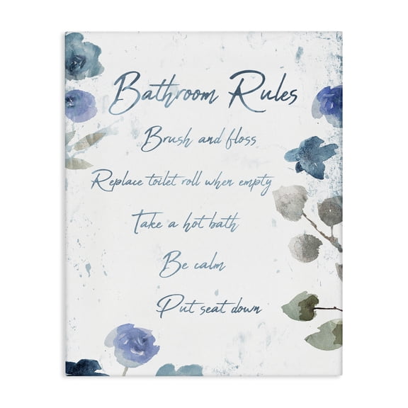 Stupell Industries Cottage Bathroom Rules Flower Canvas Art, 16 x 20, by Milli Villa
