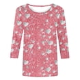 thumbnail image 5 of KIHOUT Fashion Tops Women's Valentine's Day Printed T-shirt 3/4 Sleeves Blouse Round Neck Casual Tops, 5 of 5