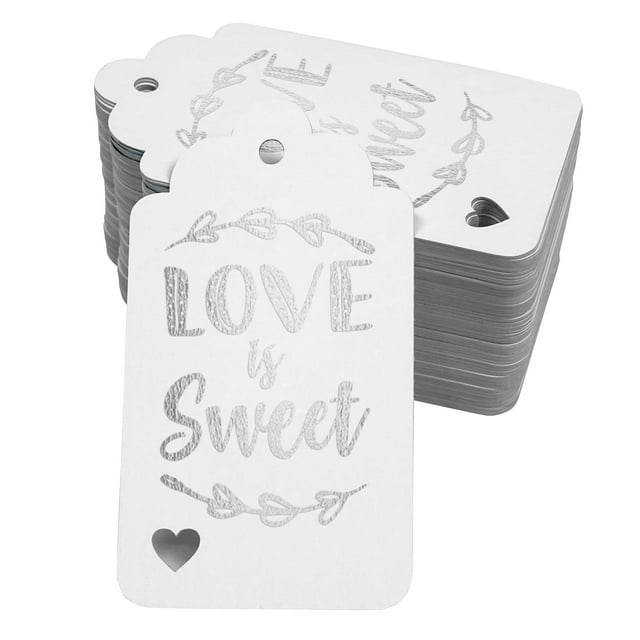 Inkdotpot 50 Pack Real Silver Foil Paper Tags Love Is Sweet Wedding Favor Hang Tag