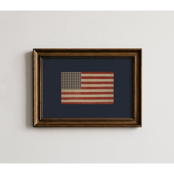 Cottagecore Usa Flag Wall Art Print, Preppy Americana UNFRAMED PAPER POSTER