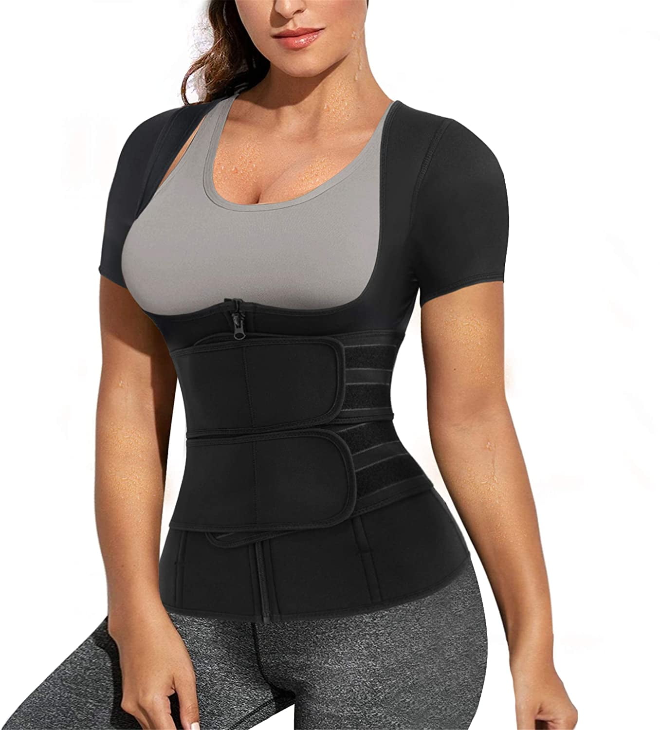 Sweat Vest Waist Trainer for Women Sauna Suit Adjustable Belt with Zipper Body Shaper Slimming Plus Size 