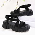 thumbnail image 7 of Xucatan Women's Chunky Sole Wedge Sandals, Round Toe Open Toe Slides with Elastic Back Strap, Crisscross Faux Suede Beach Shoes, Versatile Spring Summer Footwear Gift, 7 of 7