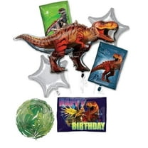 Jurassic Dinosaur World Birthday Party Supplies T-Rex Foil Balloon Bouquet Decorations