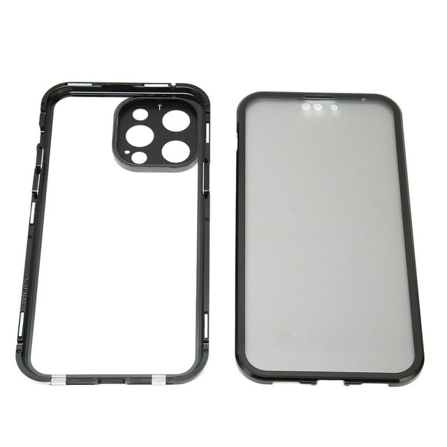 Funda magnética para iPhone 14 Pro Max compatible con Magsafe, funda de teléfono súper delgada, protector de vidrio de doble cara a prueba de golpes, color negro
