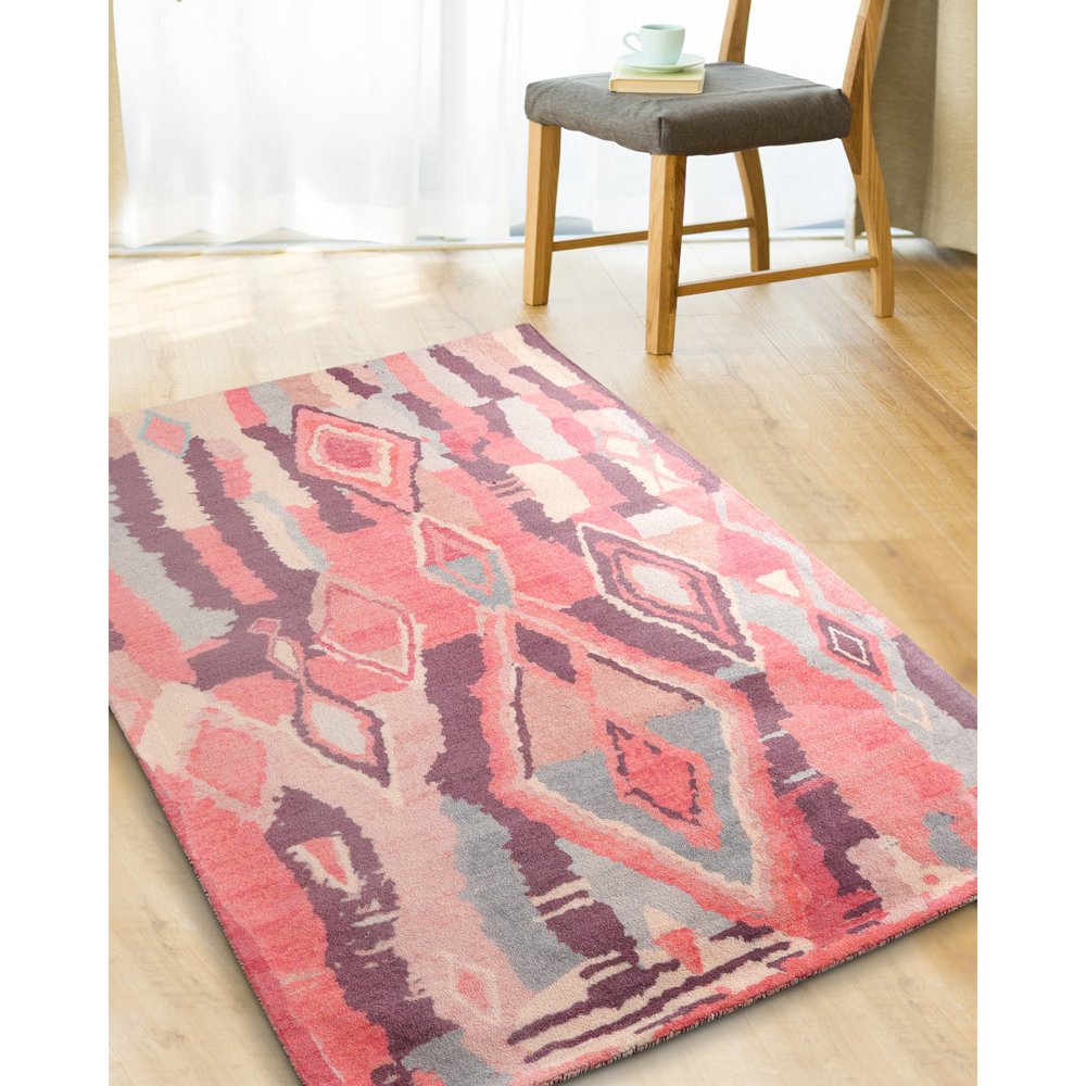 Rugsmith Geometric Southwestern Boho Modern Area Rug, Pink Walmart