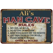 Ali's Man Cave Rules Chic Rustic Green Sign Home 8x12 Metal 108120049012