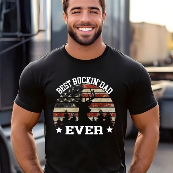 Best Buckin’ Dad Ever Shirt – Funny Hunting Dad Gift – American Flag Deer Shirt – Rustic Father’S Day Shirt – Outdoorsman Dad Shirt