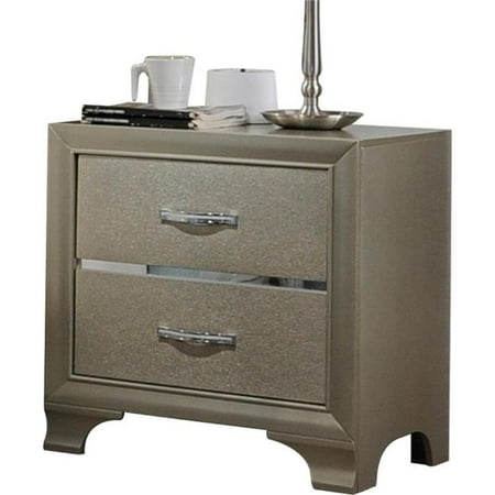 Benzara Bm185453 Wooden Two Drawer Nightstand With Bracket Legs