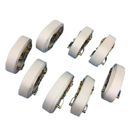 

Everything Tie Down 2 inch x 15 Foot White Tent Ratchet Straps with Sewn Loops for Securing Tents or Large and Small Inflatables (8 Pack)