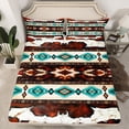 thumbnail image 2 of Castle Fairy Brown Teal Aztec Twin Sheet Sets,Bohemian Western Theme Bedding, 2 of 7