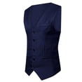 thumbnail image 2 of Gilet pour Homme à Col en V Sans Manches à Simple Boutonnage Coupe Ajustée Veste d'Affaires Gilet, 2 of 5