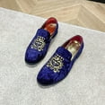 thumbnail image 6 of Men's Luxury Velvet Penny Loafers Shoes Embroidery Suede Dress Loafers Daily Boats Shoes for Party Wedding Prom, 6 of 13