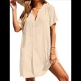 thumbnail image 2 of Camiseta de Baño para Mujer con Cuello en V y Corta para Playa de Verano. Albaricoque XL, 2 of 8