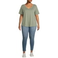 thumbnail image 2 of Terra & Sky Women's Plus Size V-Neck T-Shirt with Short Sleeves, 2 of 5