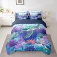 thumbnail image 2 of Erosebridal Kawaii Sealife Bedding Twin Size, Sea Turtle Bedding Sets Twin Size, Purple Coral Reversible Bed Set, Microfiber Bedroom Decorative, 7pcs, 2 of 6