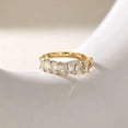 thumbnail image 4 of vylahjewellery Brilliant Emerald Cut Diamond Half Eternity Ring for Women 14K Vermeil Yellow Gold Moissanite Wedding Band Stackable Promise Ring, 4 of 8