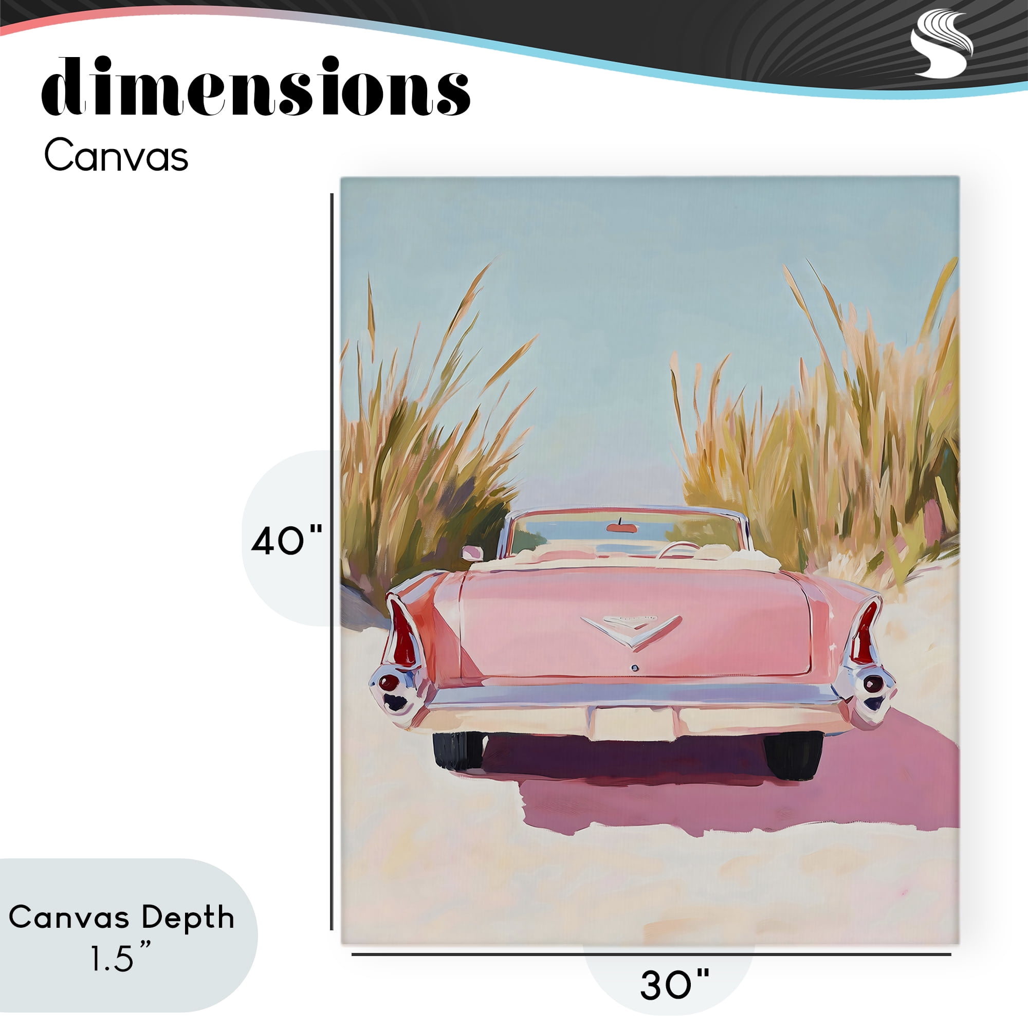 Stupell Industries Pink Cadillac on Beach Canvas Wall Art, design by The Prints Vibe