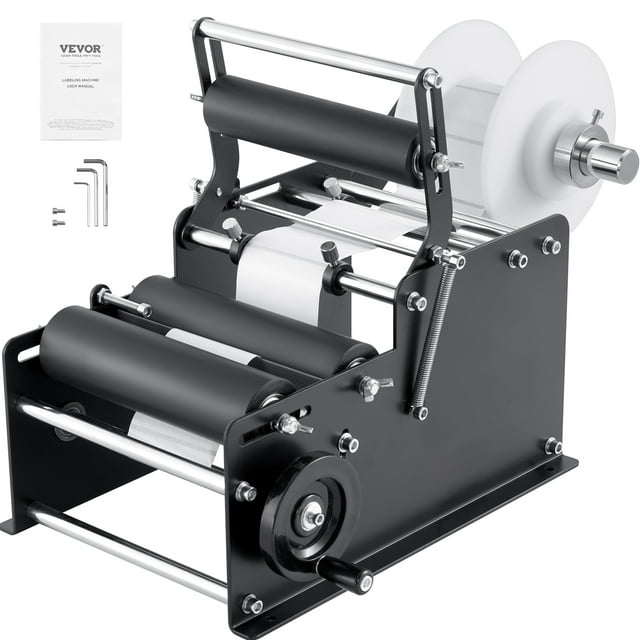 VEVOR Machine à Étiqueter Manuelle Ronde, 15-20 Pcs/min, Étiqueteuse Manuelle Ronde Réglable pour Bouteilles, Convient aux Bouteilles de Diamètre 0,78-4,72 Pouces (avec Barre de Pression)