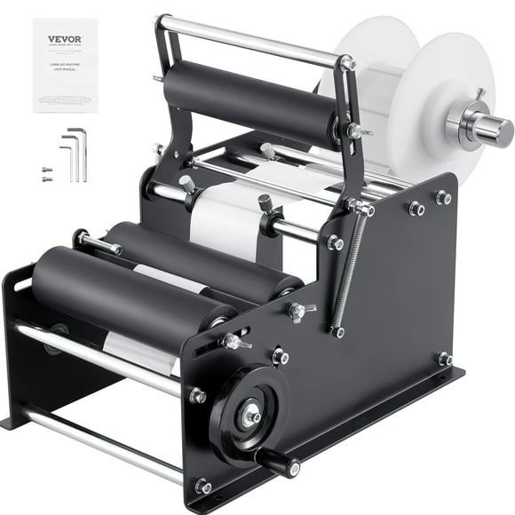 VEVOR Manual Round Labeling Machine, 15-20pcs/min, Adjustable Manual Round Bottle Labeler Suitable for Bottle Diameter 0.78-4.72 inches (with Pressing Bar)