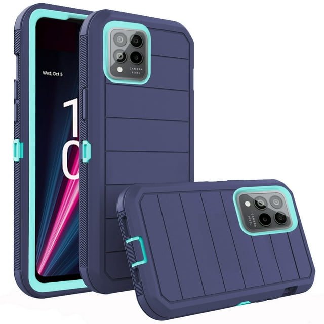 Asuwish Compatible with T-Mobile Revvl 6 Pro/6X Pro 5G Phone Case Hybrid Rugged Shockproof Hard Protective Drop Proof Full Body Heavy Duty Mobile Cell Cover for Tmobile Revel X Tmo Women Men Blue