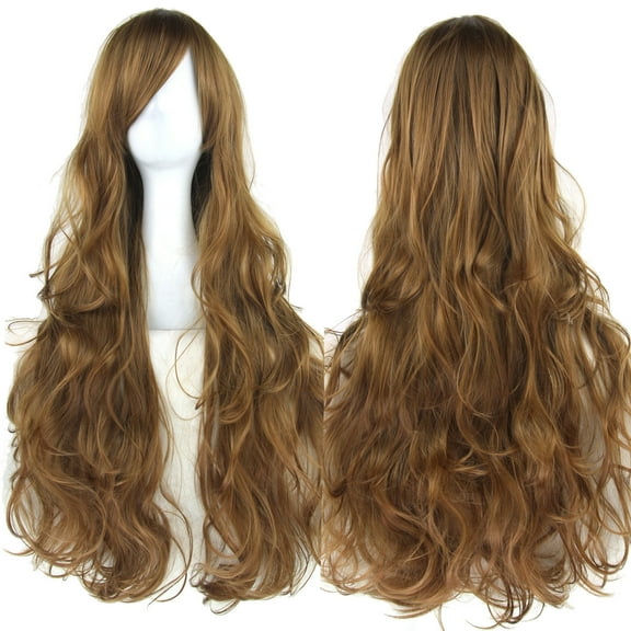 XmhyTop Spiral Curly Long Wig, 32" (80cm) Length, Perfect for Cosplay Costumes, Medium Brown