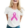 thumbnail image 2 of Lroveb Breast Cancer Awareness Shirts for Women Plus Size Elegant Casual Printed Short Sleeve V Neck T Shirt Tops Pink Ribbon Graphic Tees White, 2 of 5