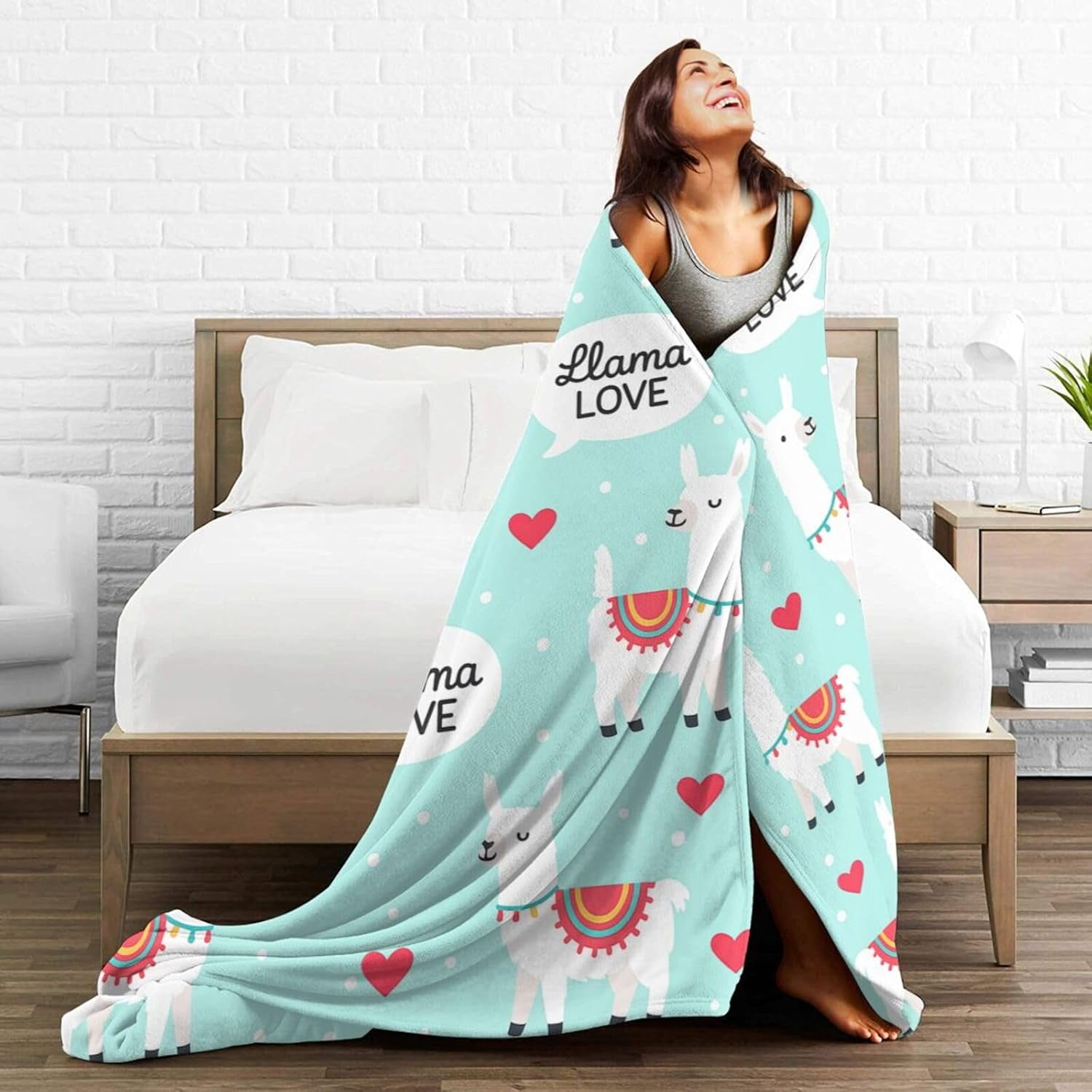 Llama Alpaca Blanket Cute Llamas Blanket Alpaca Gifts for Women Women Soft Cozy Flannel Fleece Fuzzy Stuffed Plush Bedding Decor for Users Adults Couch Sofa 50 x 60 Inch