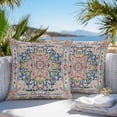 thumbnail image 4 of Outdoor Pillow Cover Boho Tribal Floral Pattern Set of 2 Waterproof Throw Pillowcases Vintage Ethnic Style Decorative Patio Furniture Pillows for Couch Garden Indoor & Outdoor Use, 4 of 9