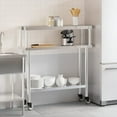 thumbnail image 3 of vidaXL Kitchen Work Table with Overshelf 43.3"x11.8"x47.2" Stainless Steel, 3 of 8