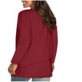 thumbnail image 5 of Sawvnm Women's Fashion V-Neck Solid Loose Long Sleeve T-shirt Pullover Tops Long Sleeve Tops for Women Wine(V-Neck) XL, 5 of 8