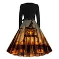 thumbnail image 3 of Halloween Themed Dresses for Women Long Sleeve A Line Maxi Dresses Vintage Witch Costume Medieval Renaissance Outfit Plus Size Spooky Vampire Dress Goth Dress, 3 of 3