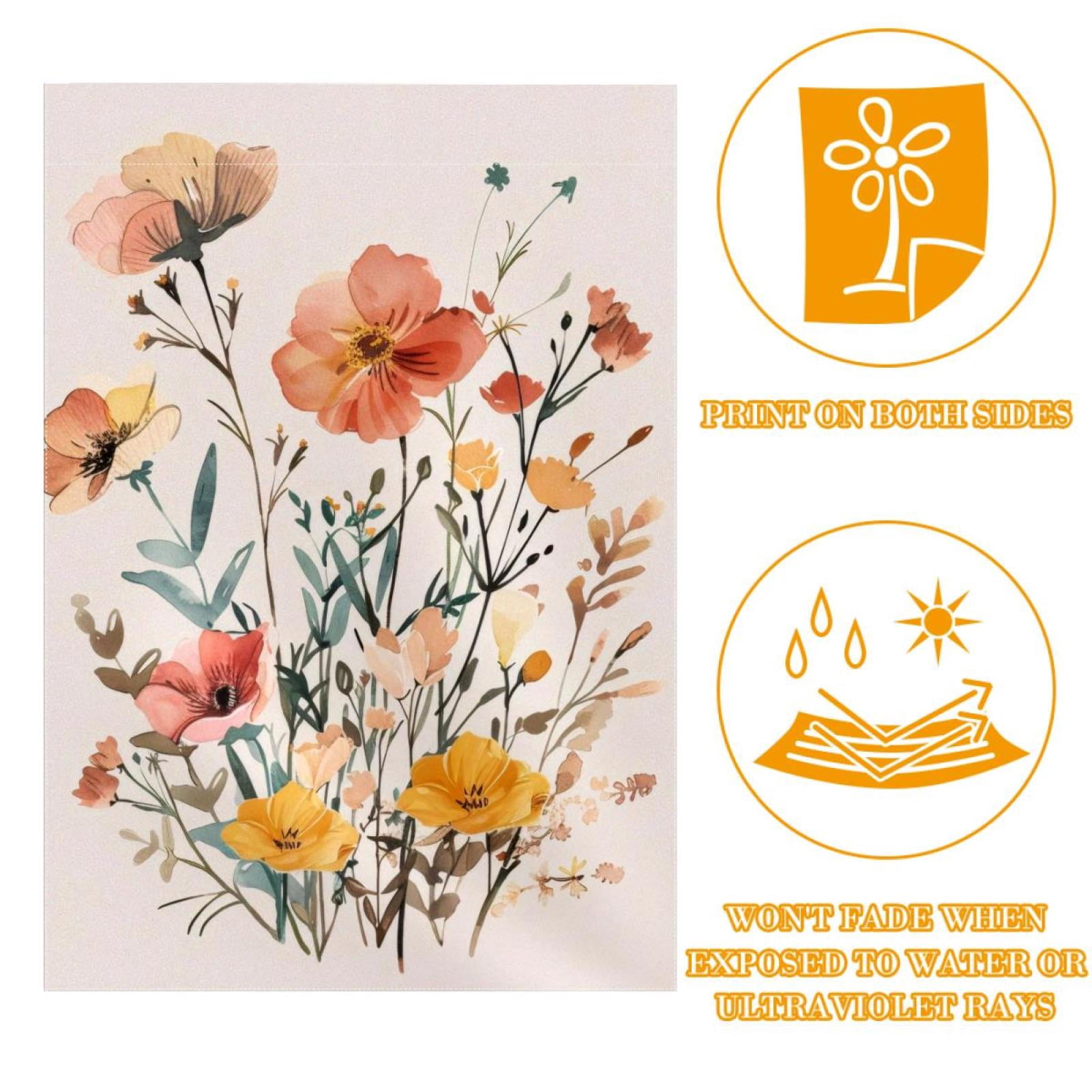 Cute Flowers Double Sided Garden Flag Decorative Weather Resistant Yard Flag, Large DIY Vertical Flag for Farmhouse Patio Lawn, 28x40 Inch