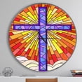 thumbnail image 2 of Designart 'Holy Cross Stained Glass Style ' Rustic wall clock, 2 of 6