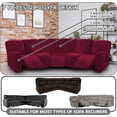 thumbnail image 2 of SHANNA 5 Seater Recliner Cover, 7 Piece Velvet Recliner Corner Sofa Cover, Stretch L Shape Reclining Sectional Couch Covers for 5 Cushion Sofa Slipcovers,Burgundy, 2 of 11