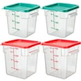 thumbnail image 1 of Lallisa 4 Pcs Food Storage Containers with Scales 8 qt and 4 qt Square Containers with Lids and Handles Polycarbonate Air Tight for Home Storage Kitchen Restaurant(Red, Green), 1 of 6