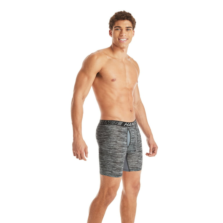 Hanes Premium Men's Long Leg Boxer Briefs With Anti Chafing Total Support  Pouch 3pk - Black/gray : Target