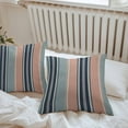 thumbnail image 4 of Vintage Stripes Outdoor Pillow Covers Set of 2 Navy Pink Blue Striped Retro Lines Linen Waterproof Throw Pillow Case Decorative Square Cushion Cover for Patio Couch Garden Balcony, 24"x24", 4 of 9