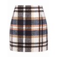 thumbnail image 2 of Womens Wool Plaid Mini Skirt Fall Winter High Waisted Bodycon Pencil Skirt Brown L, 2 of 6