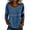 Blue, variant on Womens Lace Patch Casual Dressy Blouses 3/4 Sleeve Length Tops Trendy Shirts Round Neck Loose Fit Tunic Top M