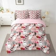 thumbnail image 2 of Feelyou Sugar Halloween Ghost Bedding Comforter Set 7-Piece for Child, Funny Pumpkin Spider Web King Bedding Sets, Cartoon Rustic Flower Reversible Bed Sheets, Lightweight Room Decor, 2 of 7