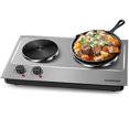 thumbnail image 1 of Cusimax Plaque Chauffante Portable Cuisinière Électrique de Comptoir Double Brûleur avec Contrôle de Température Réglable et Pieds en Caoutchouc Antidérapants, Surface de Cuisson 7,4” pour Dortoir Bureau Maison Camp, Compatible avec Toutes les Cuisinières, 1 of 8