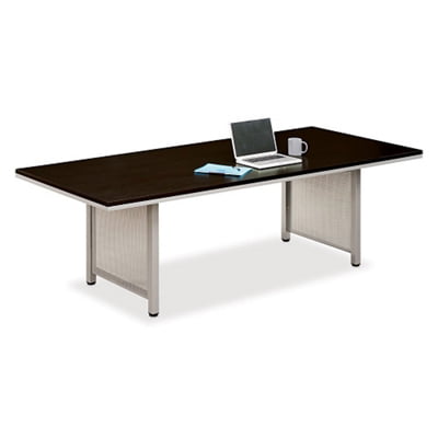 at Work 8' x 3.5' Conference Table Warm Ash Laminate/Brushed Nickel Painted Steel Frame 