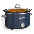 thumbnail image 2 of 4QT Compact Slow Cooker & Food Warmer with 3 Temperature Settings, Removable Ceramic Pot, Dishwasher-Safe Glass Lid, Stainless Steel - Available in Black, Silver, and Blue, 2 of 9