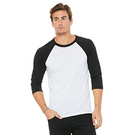 Bella + Canvas Unisexe T-Shirt de Baseball Manches 3/4