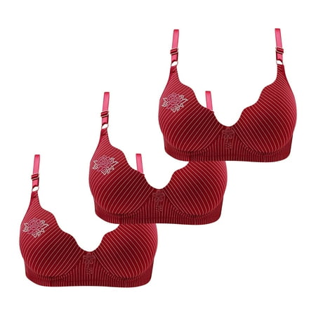 Tumotour Full Coverage Bra For Women Adjustable Strap Traceless Without Steel Ring Gathering Push Up Comfortable Nursing Bra Large Size Support Breathable Wireless Comfy Soft Daily Bras 3Pcs